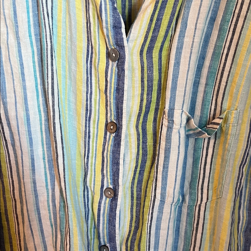 Chico's Multicolor Vertical Stripe Button Tunic - image 3